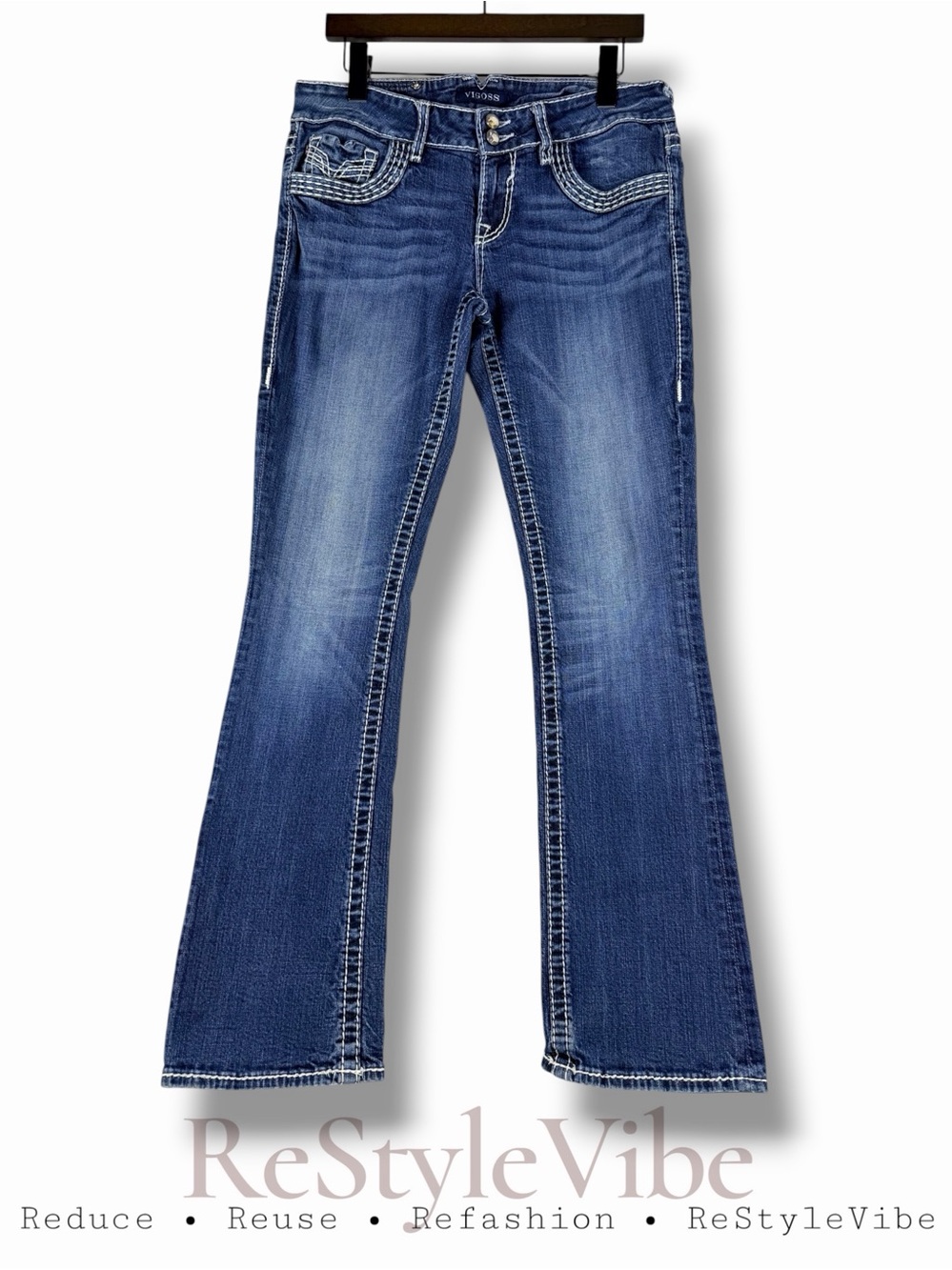 VIGOSS Women’s Size 9/10 Denim Jeans Chelsea Bootcut Style Fit Stretch Embellish